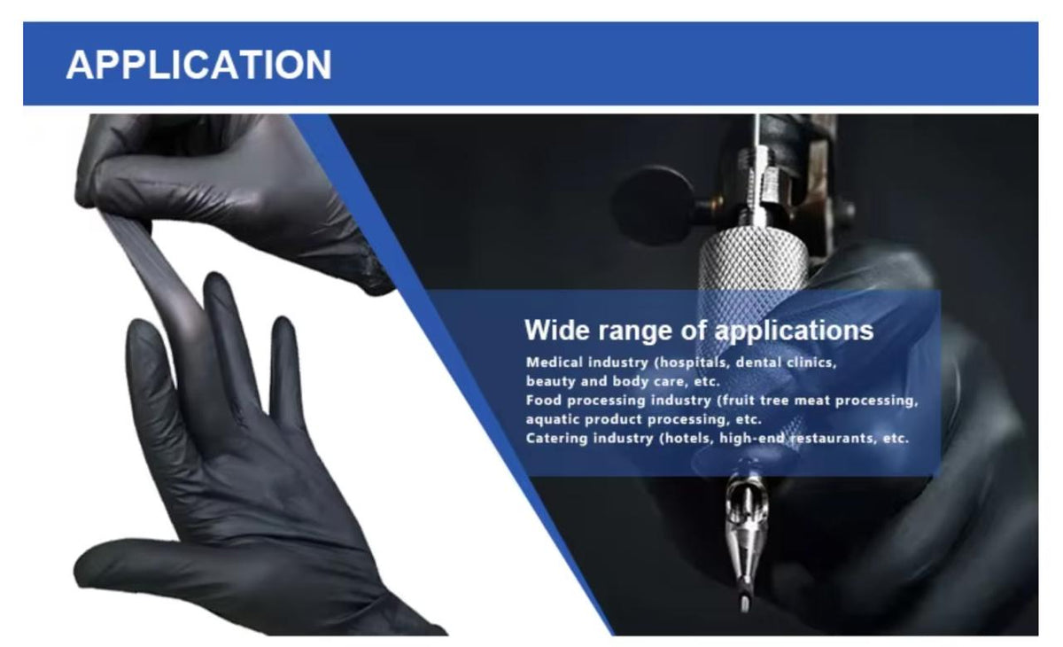 TKM Supply Nitrile Gloves — 4 Mil, Black, 1 Case — 10 Boxes of 100